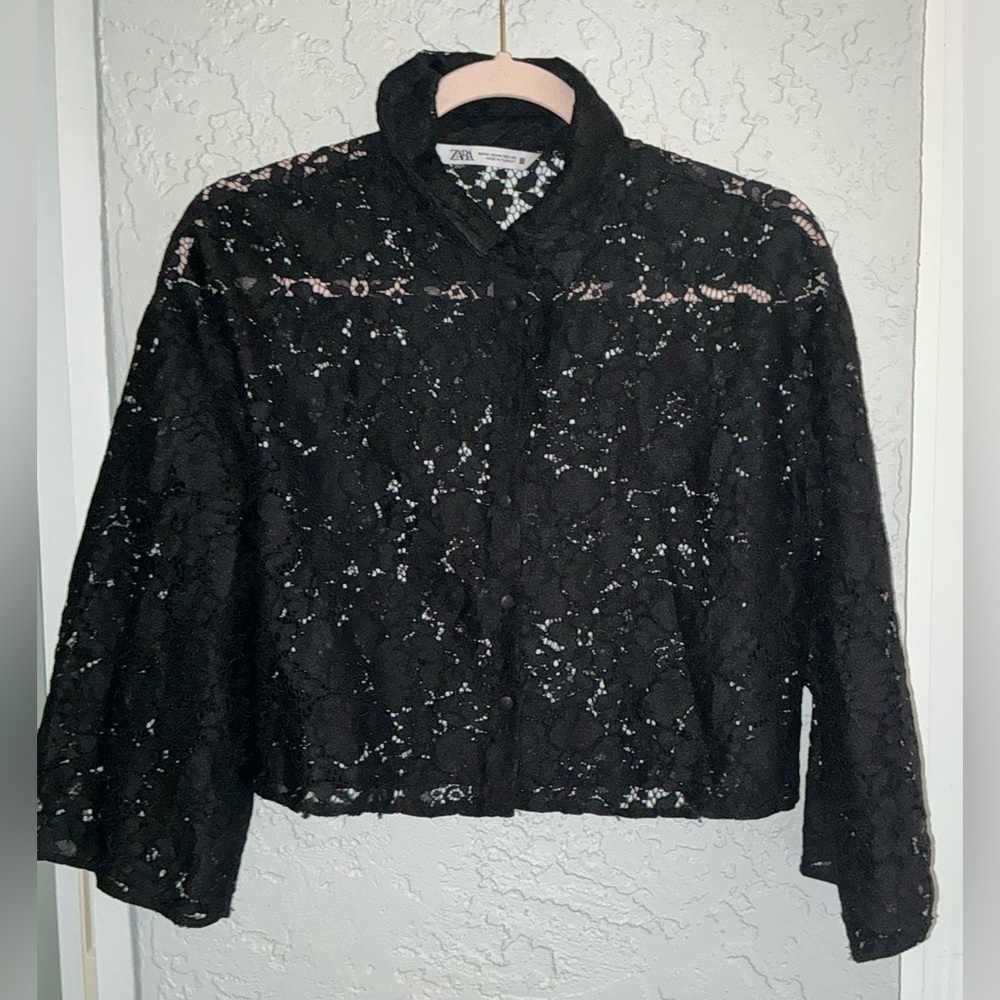 Zara Black Floral Lace Jacket